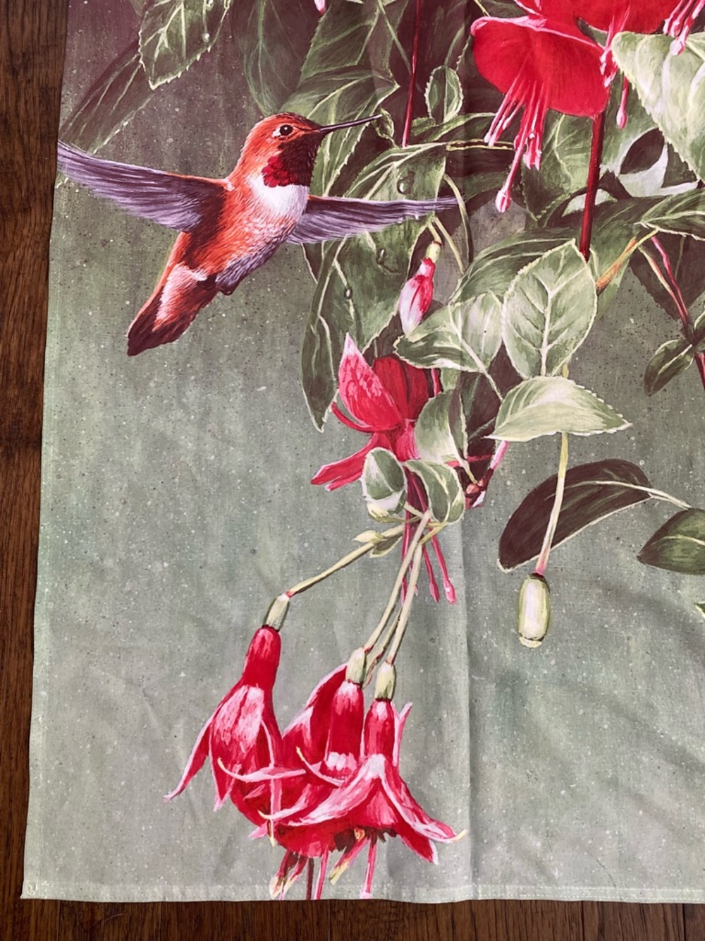 Hummingbird & Fuchsia Floral Print Xtra Large Fabric Flag Botanical 27.5x39” New - Picture 4 of 8